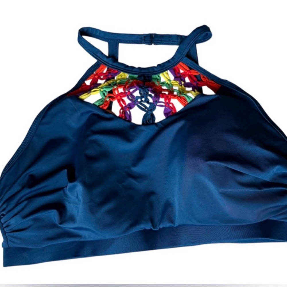Multicolor High Neck Bikini Top